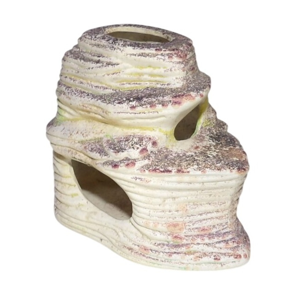 Ceramic Rock Formation Aquarium Ornament Fish Tank Hideaway Reptile Cave Decor